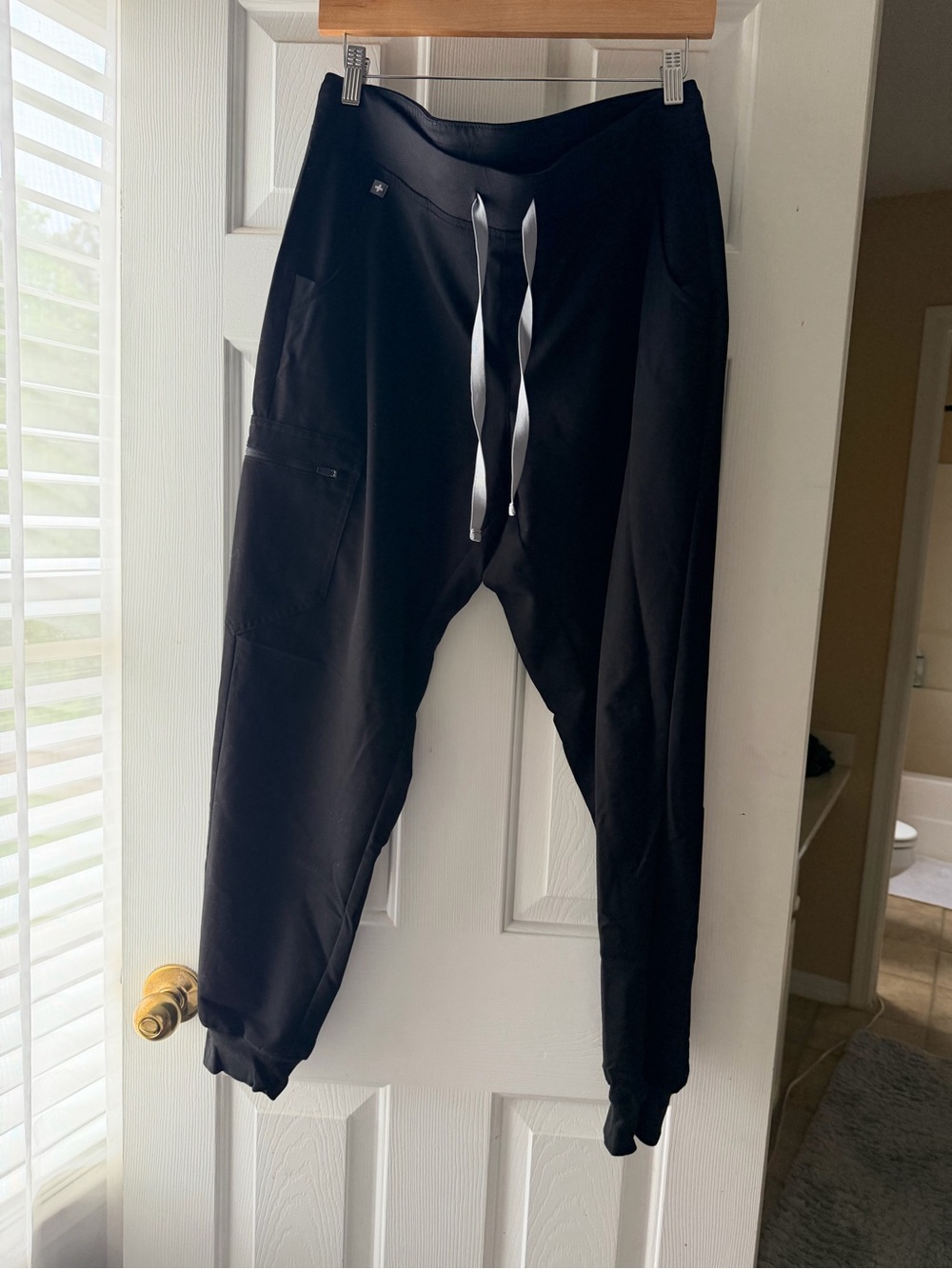 Figs Black Track Joggers with Contrast Drawstring